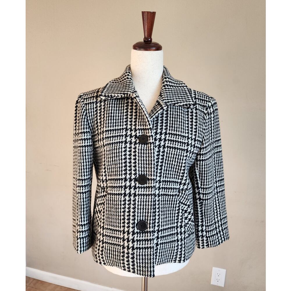 Lauren Ralph Lauren Houndstooth Cropped Jacket SZ 4 Wool